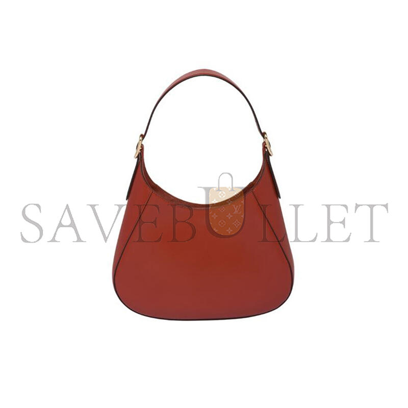 Pra*a leather shoulder bag with enameled metal triangle logo and metal hardware berry 1bc179 (26*19*5cm)
